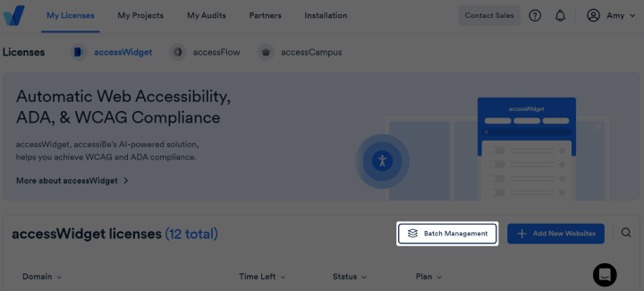 Screenshot of batch management